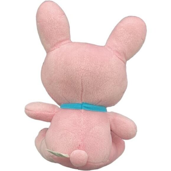 Fiesta Furrybones Pink Bunny Skeleton Plush Toy With Blue Polka Dot Tie - Picture 4 of 7